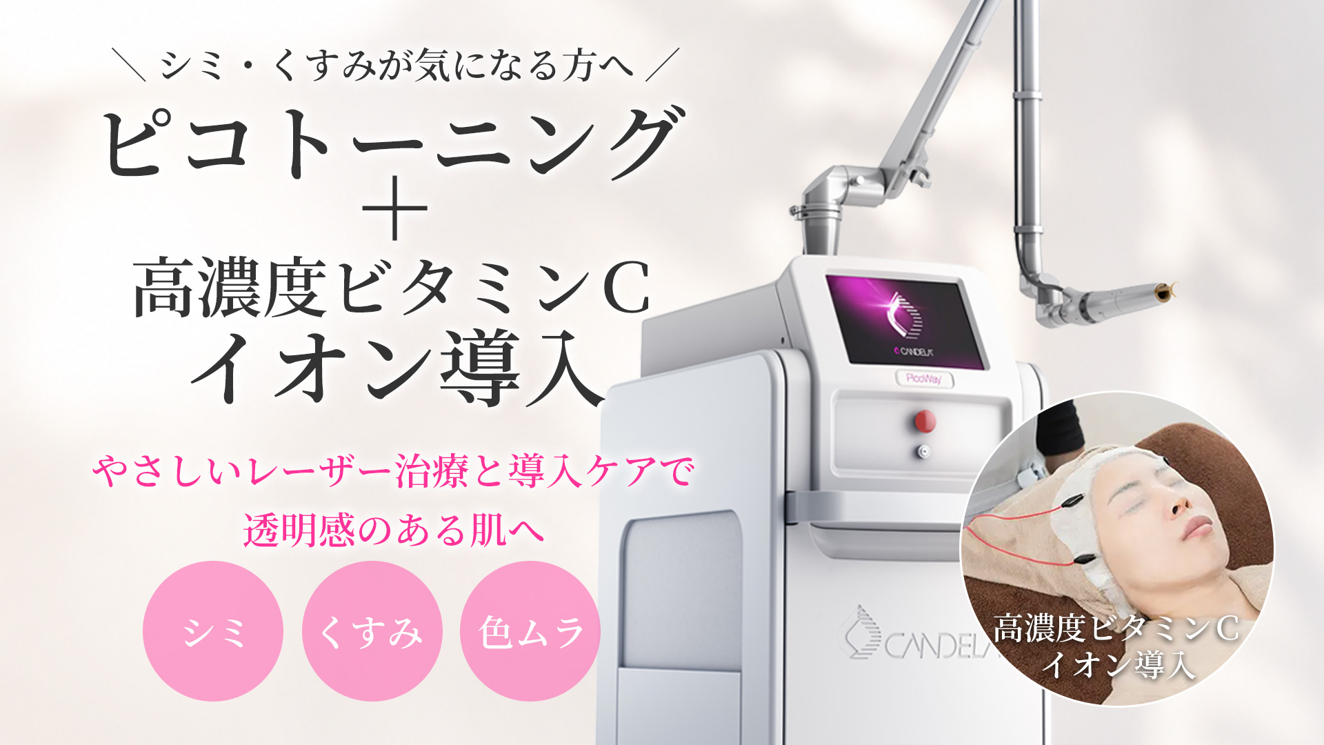 ピコトーニング+高濃度ビタミンCイオン導入
